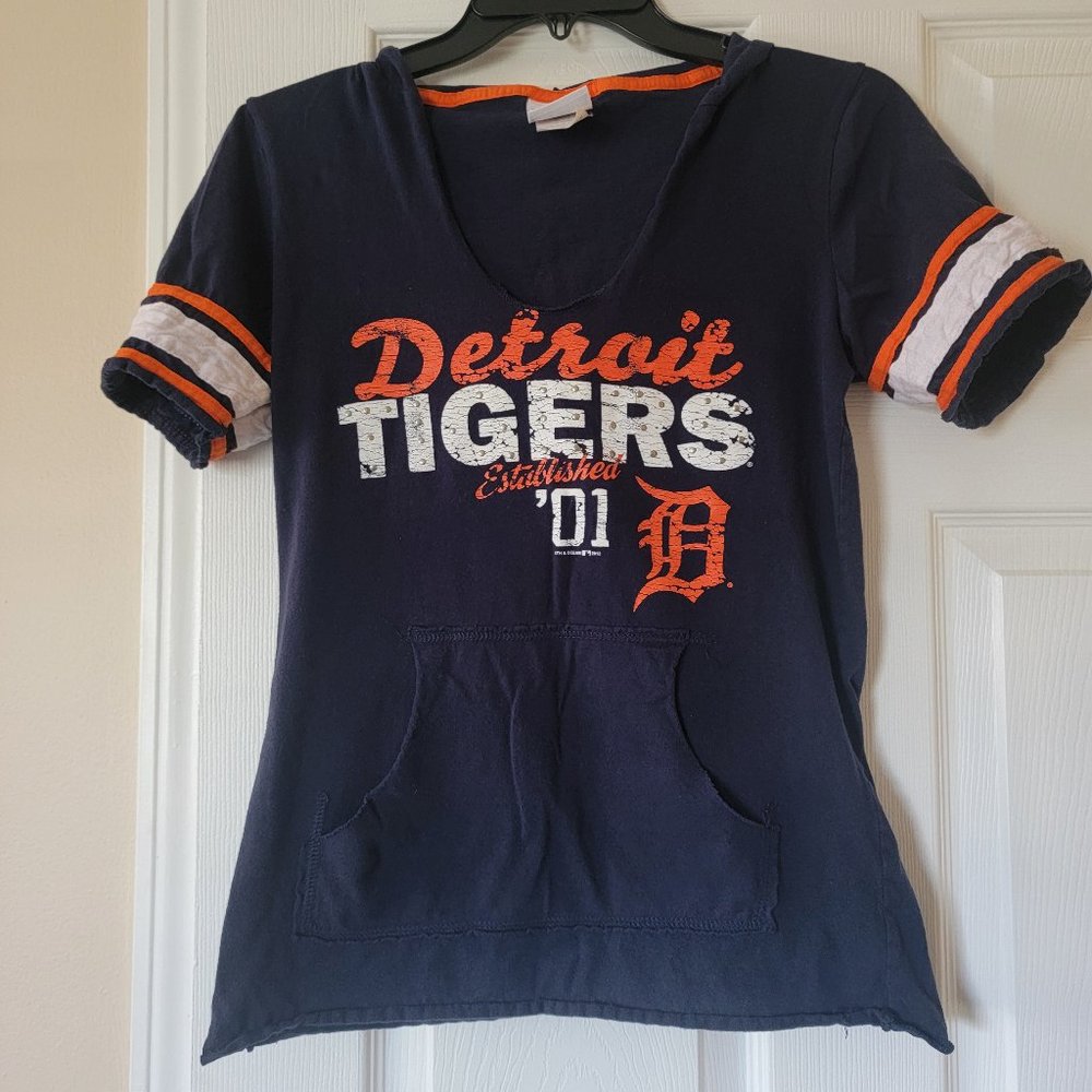 Detroit Tigers Hooded Short Sleeve T-Shirt - Size M